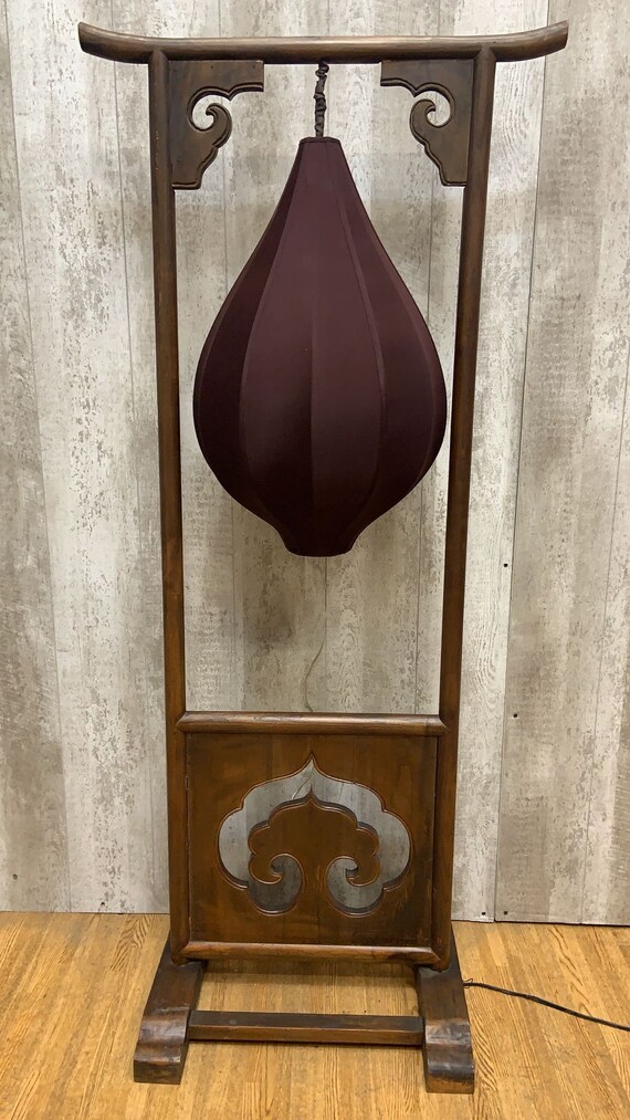Vintage Shanxi Province Elm Brown Lantern Floor Lamp Etsy Australia