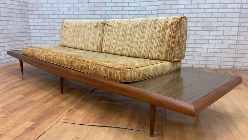 Mid Century Modern Adrian Pearsall Oak Daybed Sofa with Floating End Tables image 7