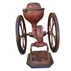 Antique Red Cast Iron Star Mill Co. Philadelphia No. 7 Coffee Grinder
