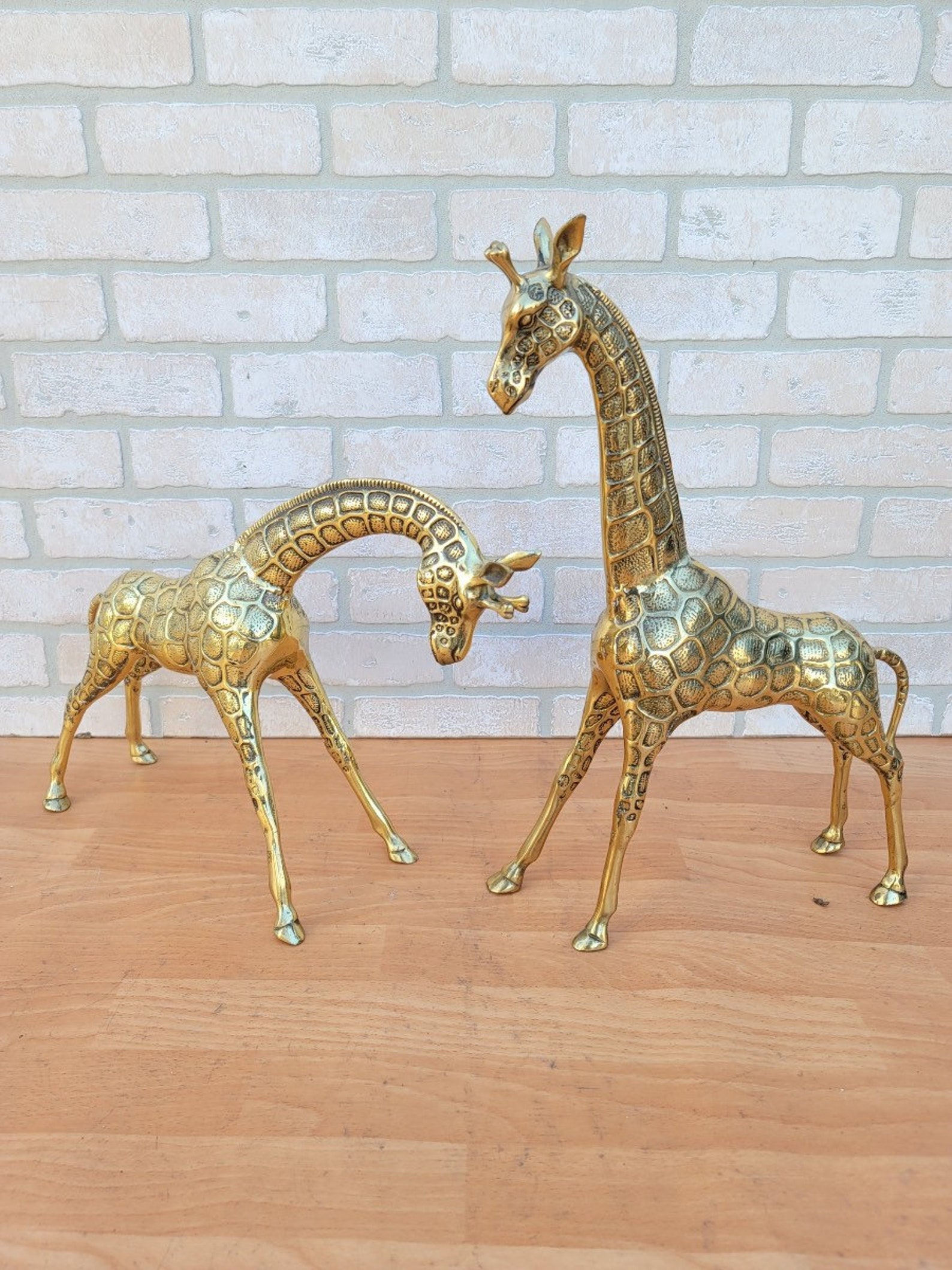 Vintage Brass Giraffe Statues Set of 2 Etsy