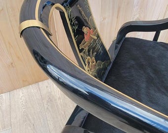 Mid Century Modern James Mont Chinoiserie Style Horseshoe Chairs