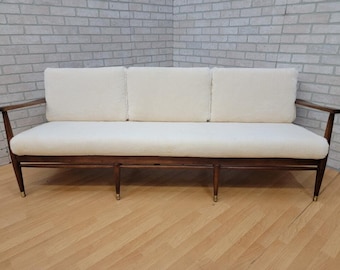 Mid Century Modern Danish Walnut Frame Sofa by Ib Kofod-Larsen Newly Upholstered