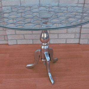 Contemporary Oval Glass Top with Aluminum Base Side Table