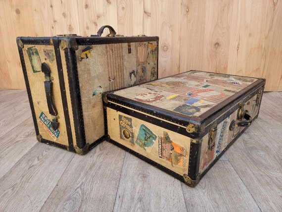 Vintage Trunk Style Travel Luggage Set of 2 