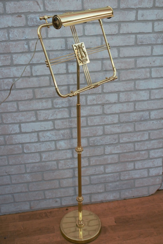 Vintage Brass Adjustable Music Stand With Lamp -  Canada