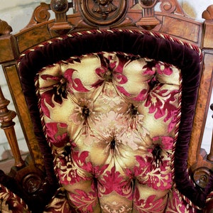 Victorian Renaissance Revival John Jelliff Carved Bergere Chairs Newly Upholstered Pair image 6