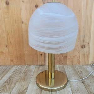 Vintage Italian Deco Table Lamp with Frosted Glass Shade