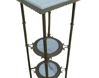 Antique Victorian Style Three Tier Marble Occasional Side Table