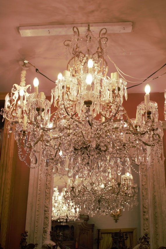 Brass and Crystal Chandelier - Putti Fine Furnishings Canada