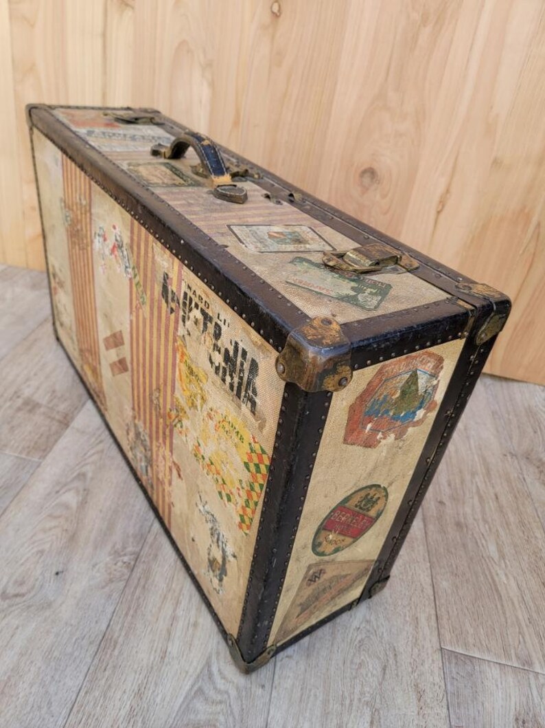 Vintage Trunk Style Travel Luggage Set of 2 Etsy