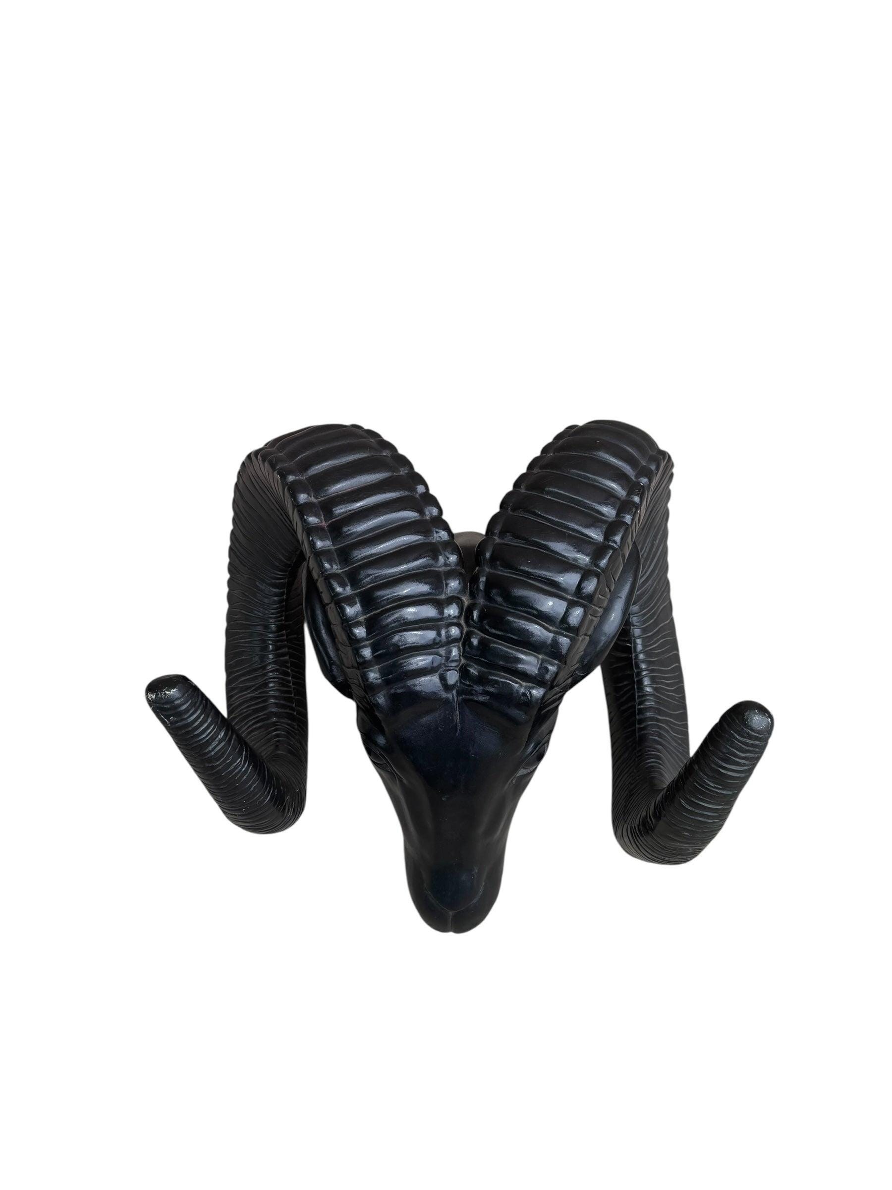 Painted Rams Head Vintage Black Rams Head Sculpture - Etsy