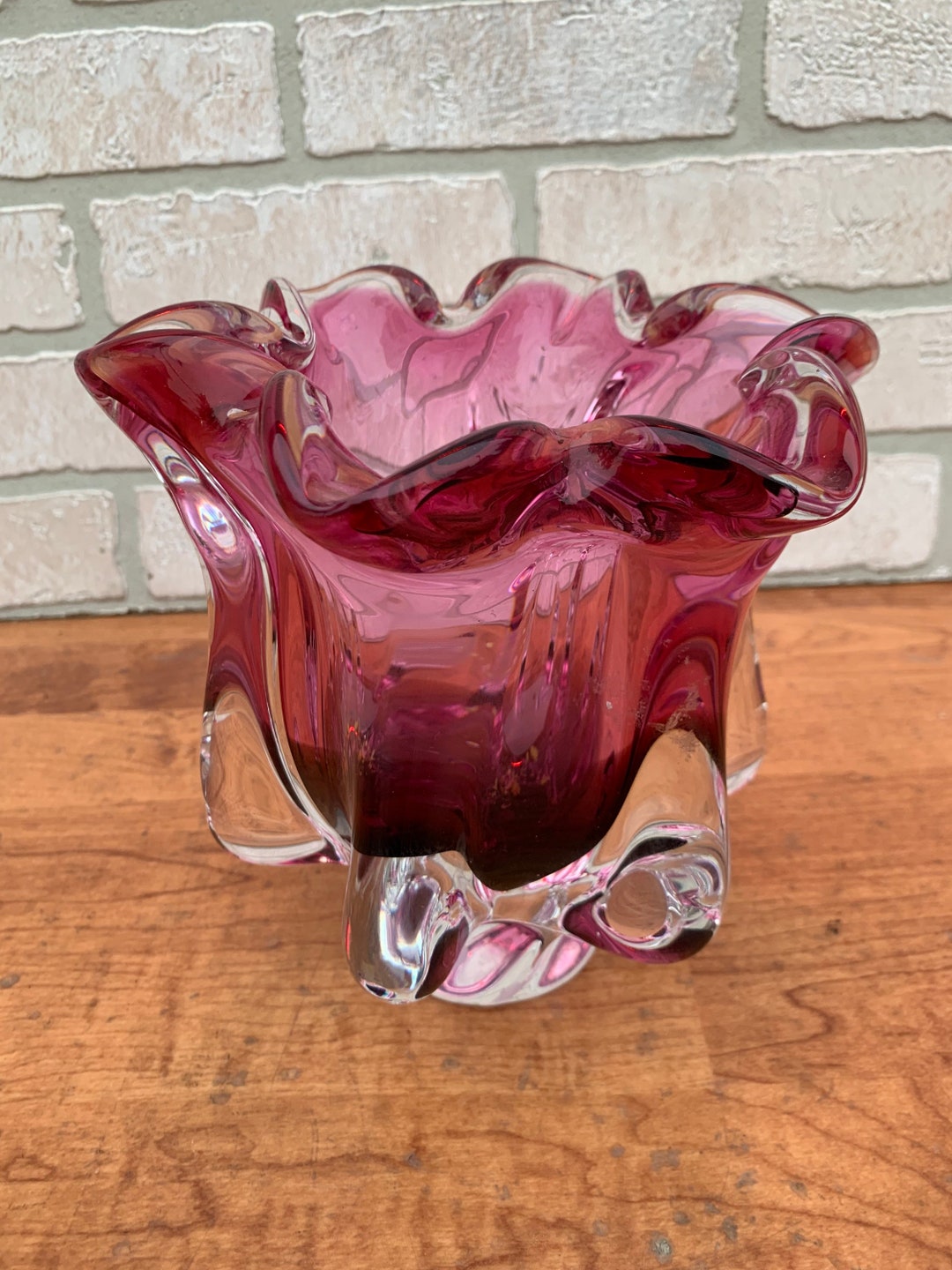 Vintage Pink Tulip Vase Etsy