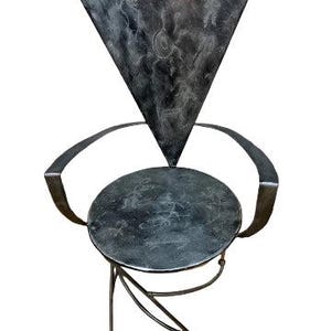 Vintage Metal Side Chair with Triangle Back and Round Seat