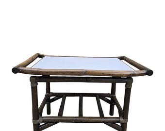Vintage Modern Coastal Bamboo Side Table by Vogue Rattan