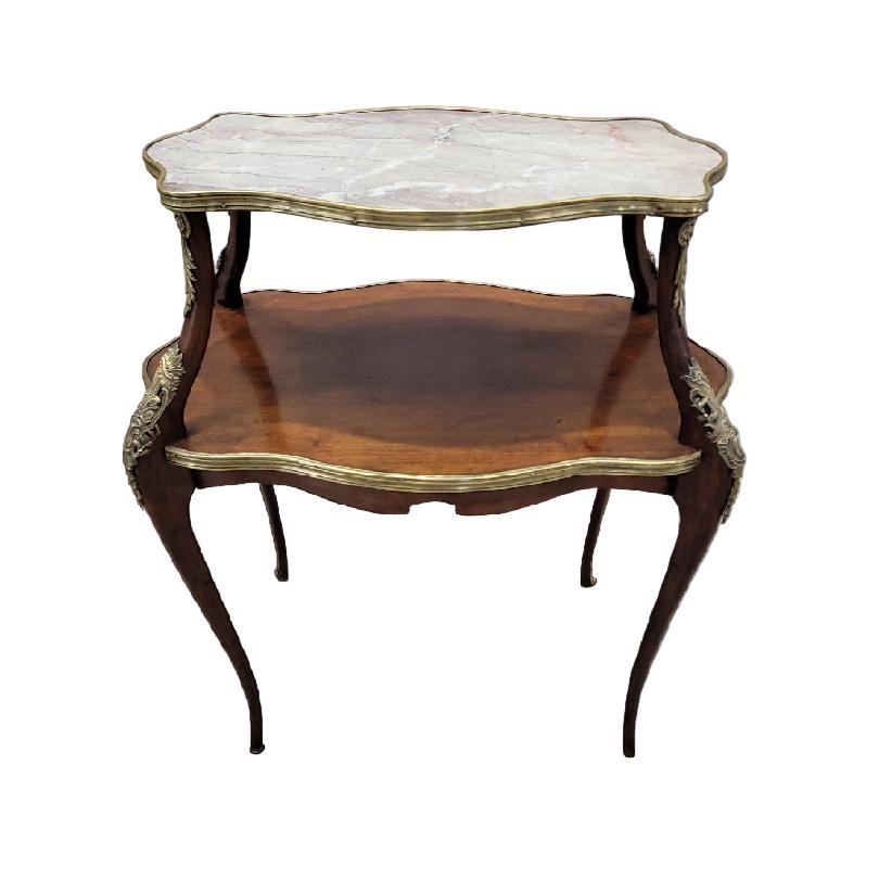 Antique French Napoleon Style Marble Top Ormolu Accent Table