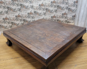 Versatile Antique Chinese Elm Coffee Table/Bench with Rustic Elegance and Enduring Durability