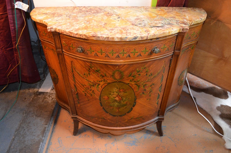 Demilune Half Round Hall Console Cabinet Marquetry By Johnson Image 0