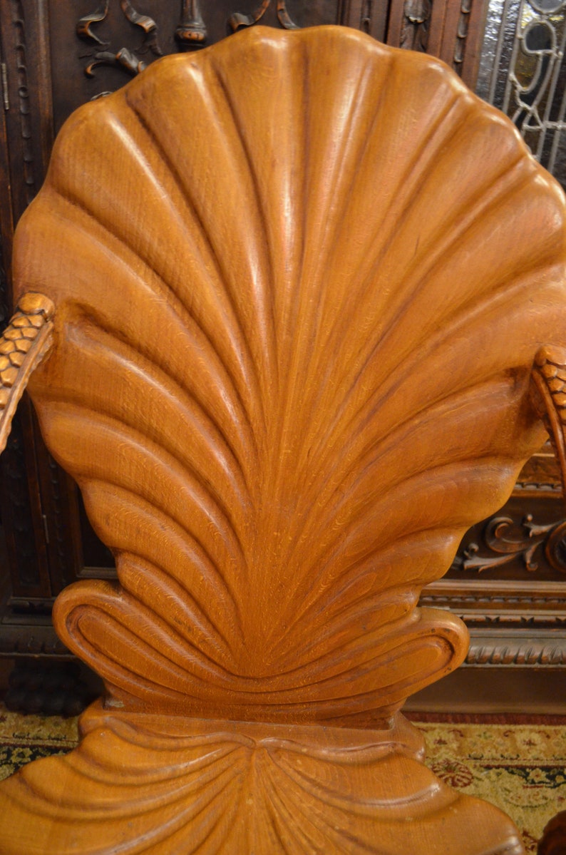Italian Carved Wood Fantasy Grotto Chair with Dolphin Arms and Etsy