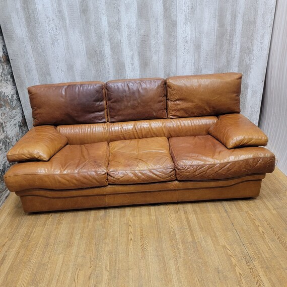 Vintage distressed cheap leather sofa
