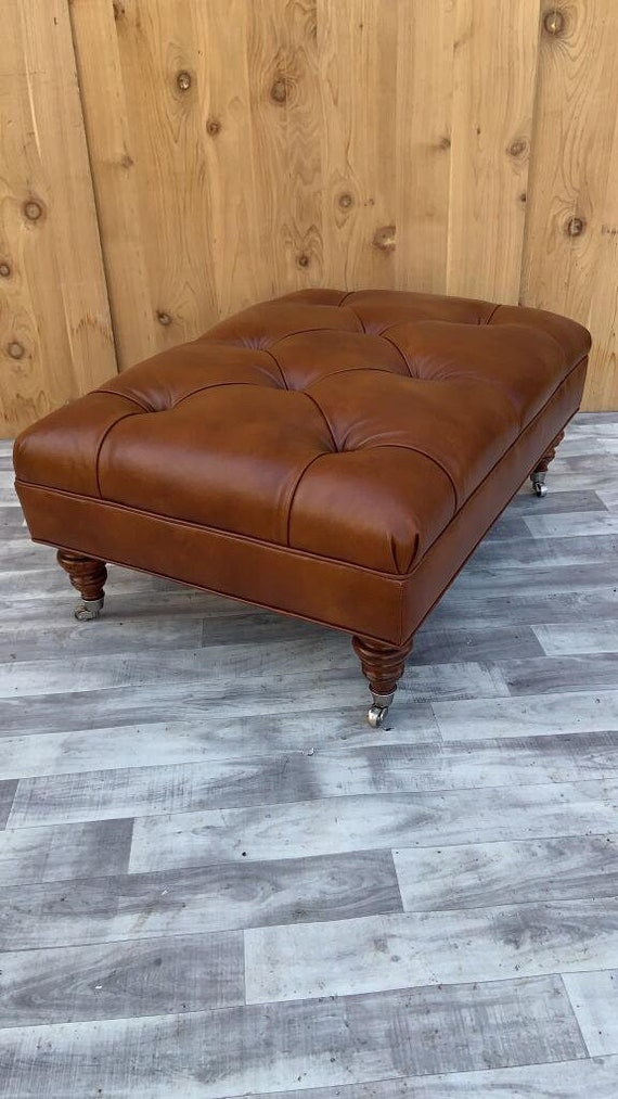 William and Mary Style Walnut Leather Upholstered Small Footstool with  Storage For Sale at 1stDibs