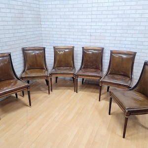 Vintage Regency Style Scoop Back Mahogany Dining Chair - Set of 6