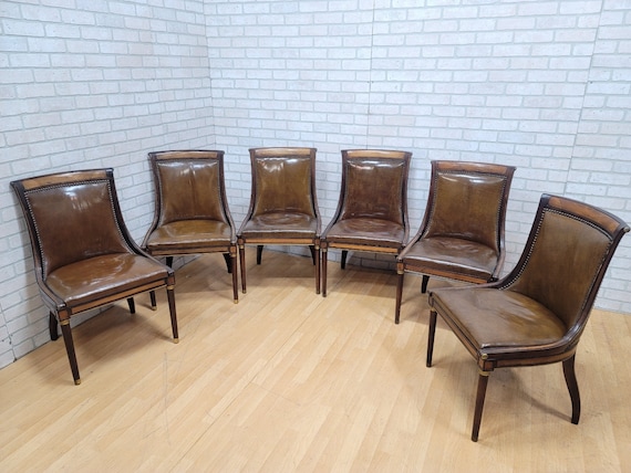 Vintage Regency Style Scoop Back Mahogany Dining Chair Set of 6
