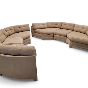 Mid Century Modern Milo Baughman Parsons Style Curved Sectional Sofa - Pair