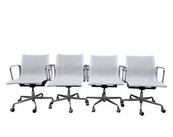 MCM Herman Miller Eames Low Back White Mesh Office Chairs – Set of