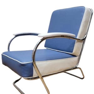 Art Deco Mucke-Melder Tubular Steel Lounge Chair Newly Reupholstered in Leather