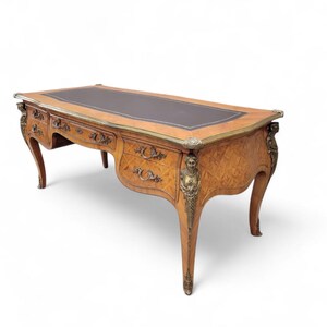 Antique Louis XV Style Inlaid Bureau Plat Writing Desk image 5