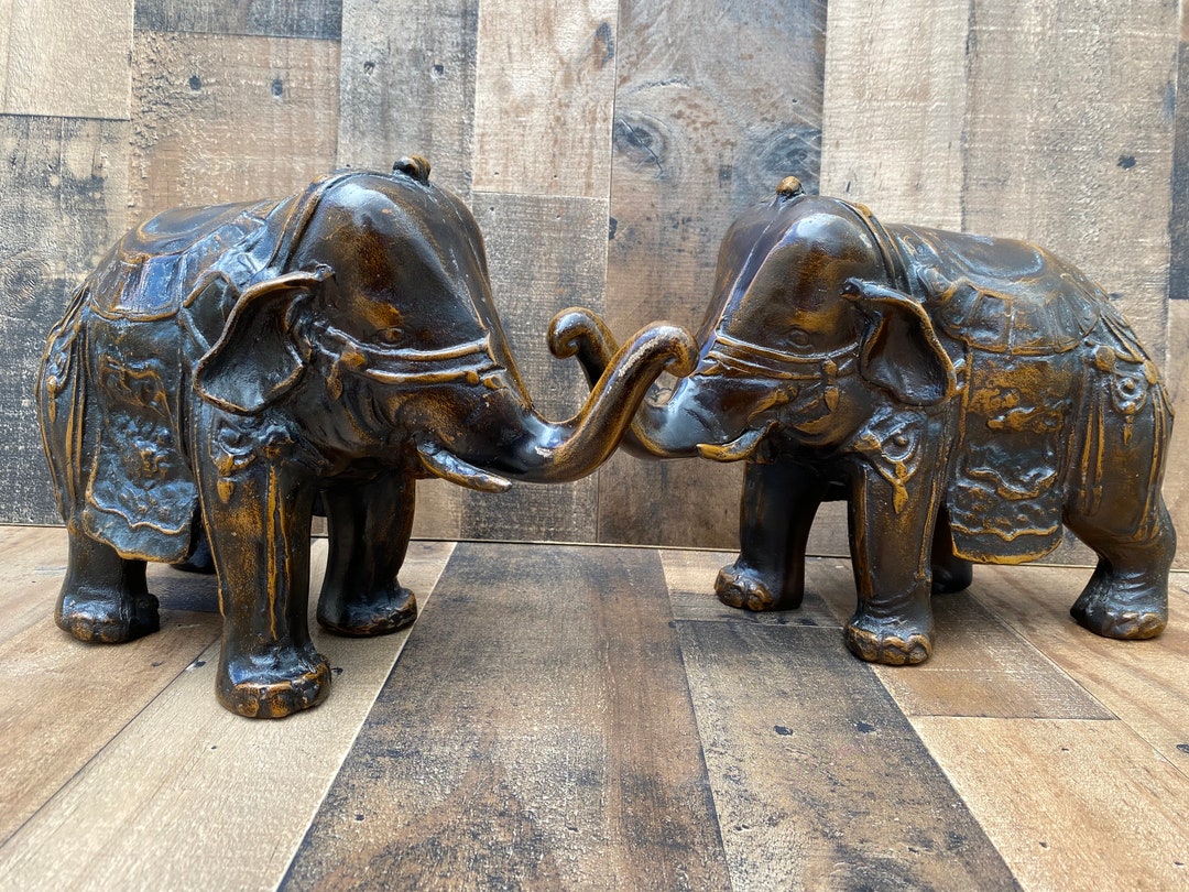 Antique Ornate Bronze Elephants - Pair - Etsy