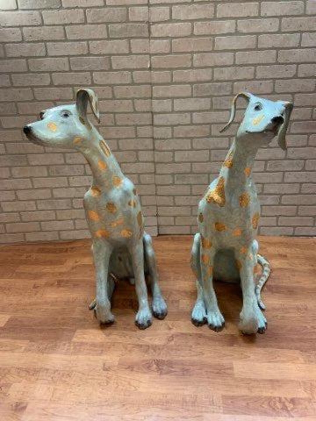 Modern Bronze Dalmatian Dog Statue Set of 2 Etsy