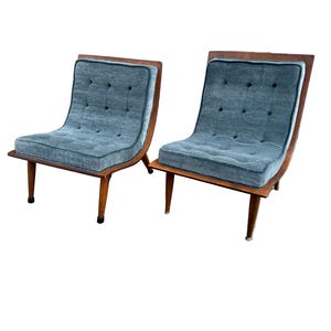 Mid Century Modern Bentwood Scoop Chairs by Carter Brothers Newly Reupholstered Mohair - Set of 2