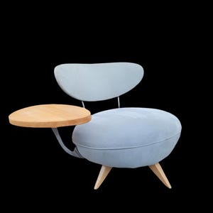 Vintage Retro Modern Galerkin Design Swivel Chair with Attached Side Table Newly Reupholstered