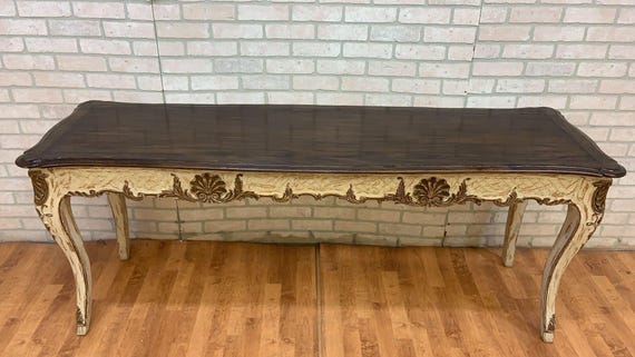 Vintage French Provincial Hand Carved Console Table