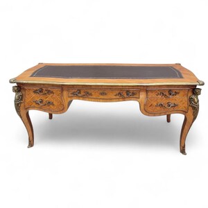 Antique Louis XV Style Inlaid Bureau Plat Writing Desk image 3