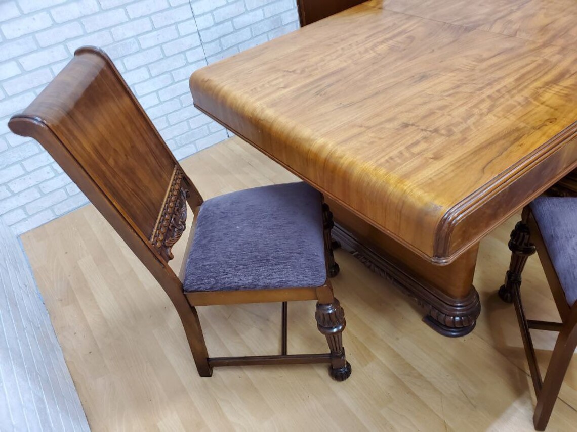 Art Deco Waterfall Dining Table with Five Dining Chairs 6 Etsy