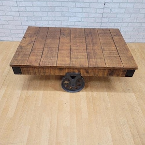 Industrial Mill Cart Oak Coffee Table
