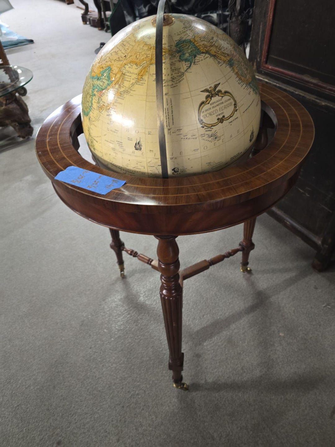 New - Vintage 16'' Heirloom Globe by Replogle on Wooden Tri Leg Base ...