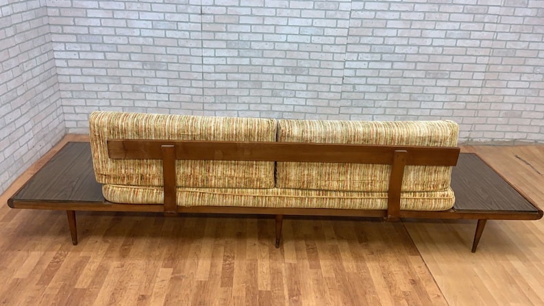 Mid Century Modern Adrian Pearsall Oak Daybed Sofa with Floating End Tables image 10