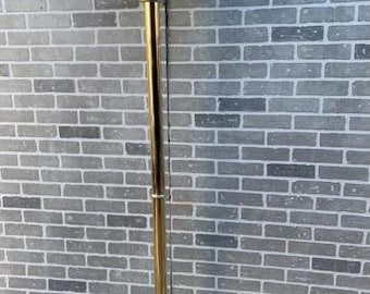 Art Deco Brass Torchiere Floor Lamp with Brass Shade