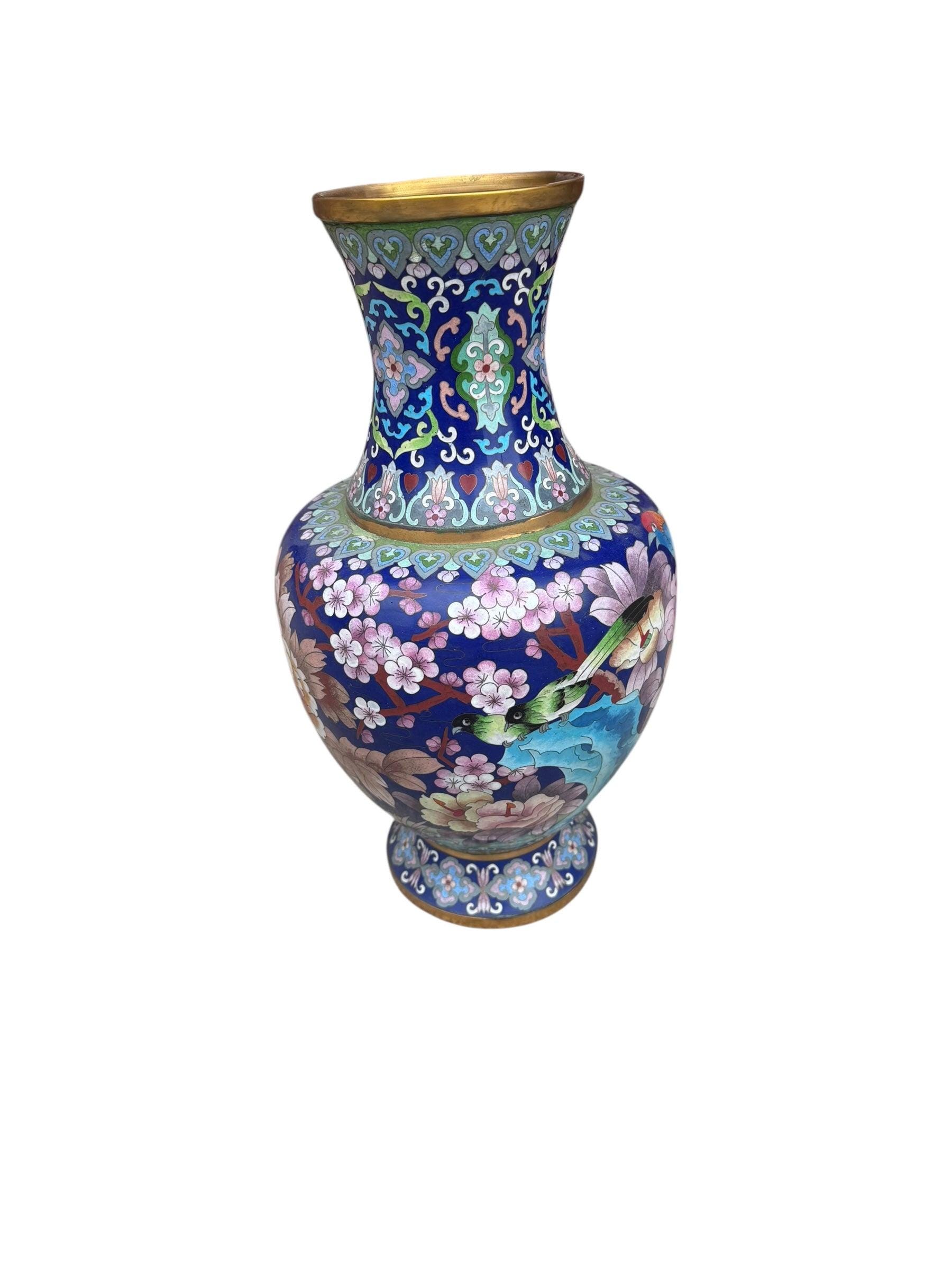 Vintage Chinese Cloisonné Floral Design Vase - Etsy