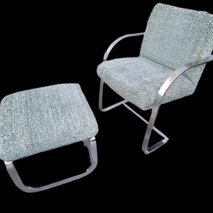 Mid Century Modern Milo Baughman Chrome Chair & Ottoman