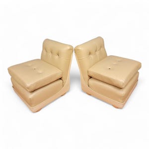 Mid Century Modern Mario Bellini Style Fiberglass Shell Modular Lounge Chairs in Edelman Leather - Pair