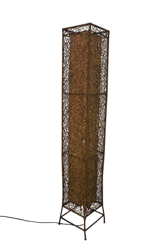 MCM Italian Rattan and Fabric Floor Lamp