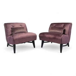 Mid Century Modern Slipper Chairs Newly Upholstered in Velvet - Pair