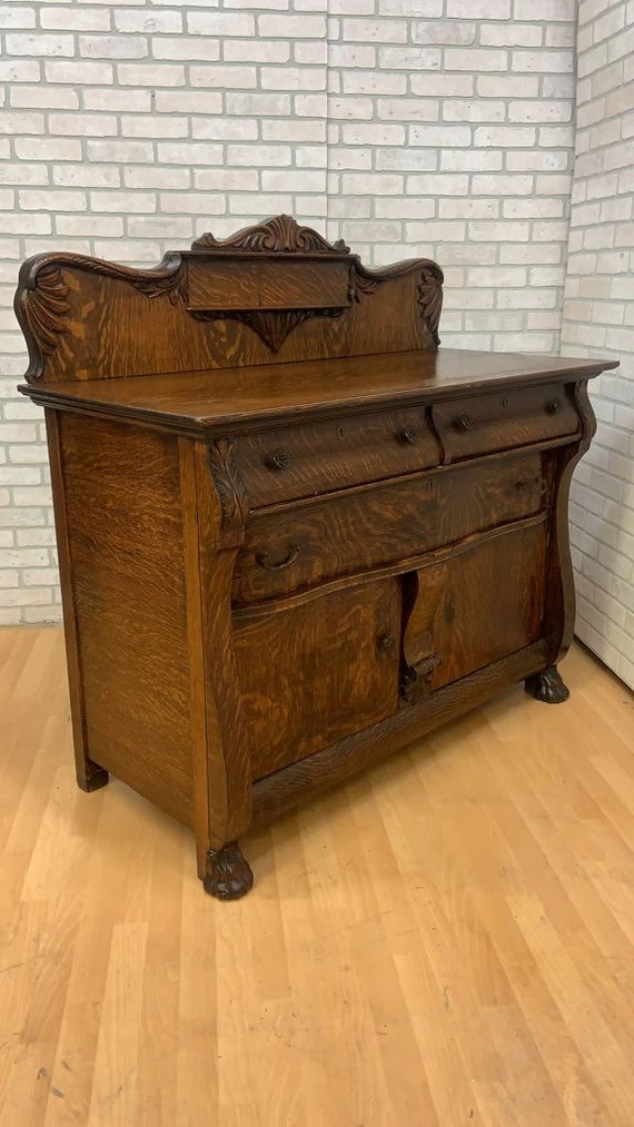 Antique tiger sale oak buffet sideboard
