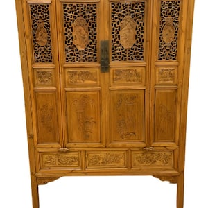 Vintage Chinese Pierced Screen Scholars Cabinet