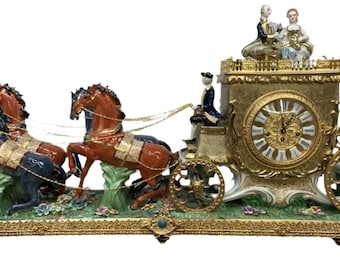 Antique Franz Hermle Monumental Capodimonte Style Vienna Porcelain Sculpted Mantel Clock/Centerpiece
