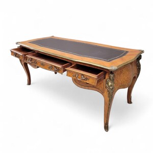 Antique Louis XV Style Inlaid Bureau Plat Writing Desk image 4